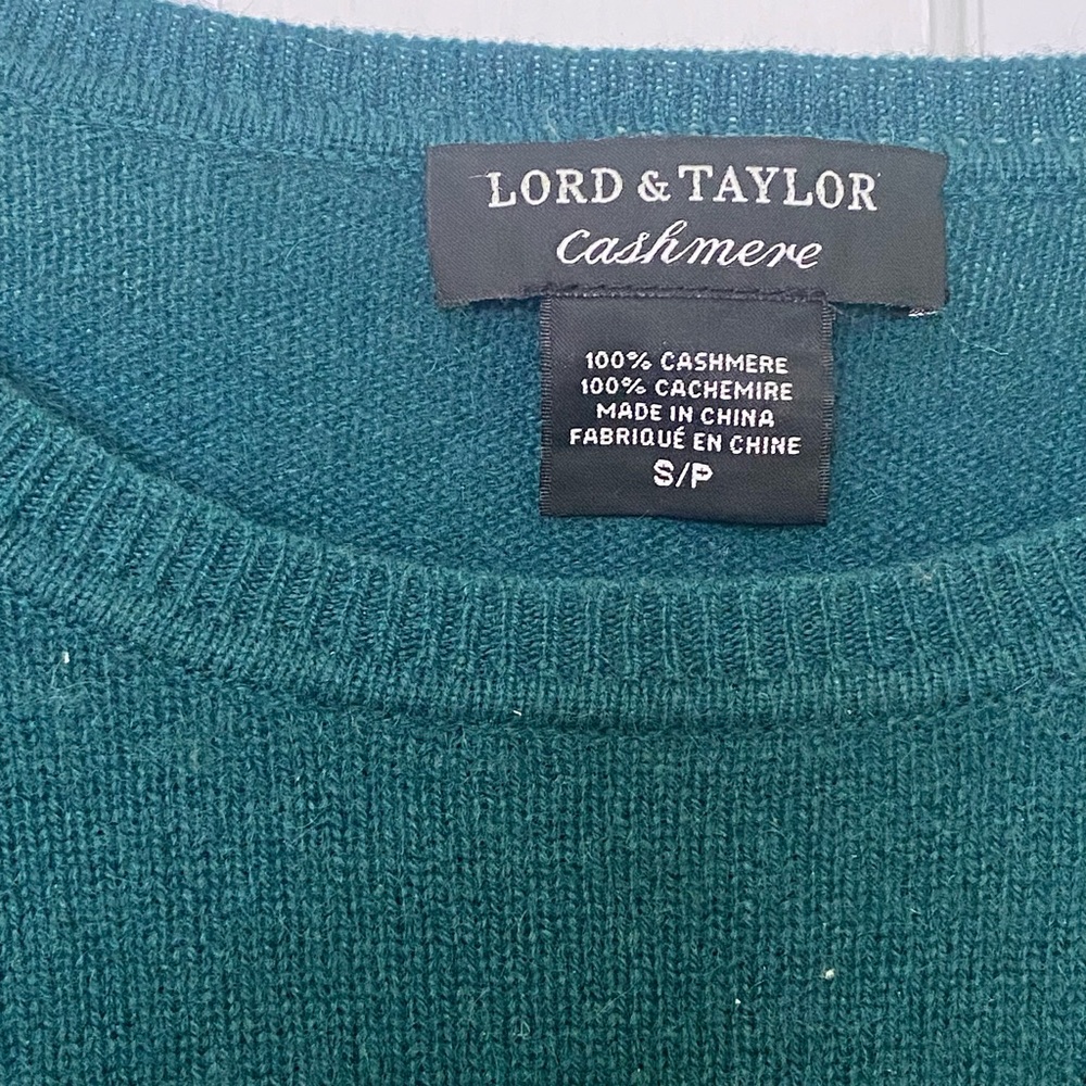 Lord & Taylor 100% Cashmere Teal Sweater S